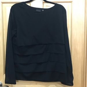 Tribal 5 mesh layer long sleeve top blouse XL